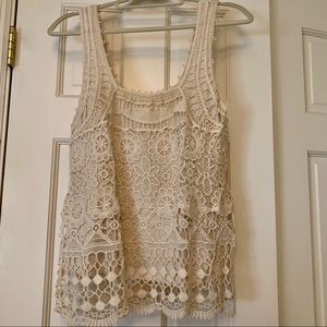 ANTHRO Cream Crochet Tank Top - By Pins & Needles